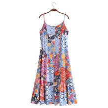 Load image into Gallery viewer, Spring Summer Elegant Women Clothing Strap Type Sleeveless V neck Swing Dress