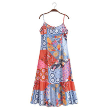 Load image into Gallery viewer, Spring Summer Elegant Women Clothing Strap Type Sleeveless V neck Swing Dress