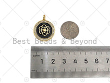 Load image into Gallery viewer, Colorful Enamel Pave Rose Flower On Round Coin Pendant/Charm, Sku#L439
