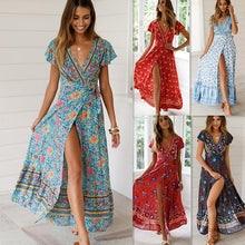 Load image into Gallery viewer, Spot Summer Casual Holiday Floral Print Dress Sexy Dress Women Clothing Wrap Dress