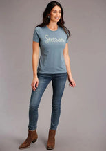 Load image into Gallery viewer, Stetson Vintage Script (Blue) - Women's Short Sleeve T-Shirt