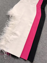 Load image into Gallery viewer, Summer High Waist Feather Split Sleeveless Tube Top Midi Dress Sexy Sweet Dress