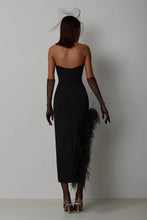 Load image into Gallery viewer, Summer High Waist Feather Split Sleeveless Tube Top Midi Dress Sexy Sweet Dress