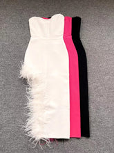 Load image into Gallery viewer, Summer High Waist Feather Split Sleeveless Tube Top Midi Dress Sexy Sweet Dress