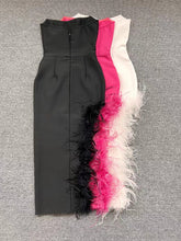 Load image into Gallery viewer, Summer High Waist Feather Split Sleeveless Tube Top Midi Dress Sexy Sweet Dress
