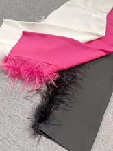 Load image into Gallery viewer, Summer High Waist Feather Split Sleeveless Tube Top Midi Dress Sexy Sweet Dress