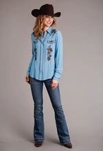 Load image into Gallery viewer, Stetson 1912 Crepe (Blue) - Women's Blouse