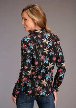 Load image into Gallery viewer, Stetson 00897 Feather Floral (Black) - Women's Blouse