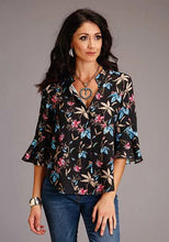 Load image into Gallery viewer, Stetson 00897 Feather Floral Rounded (Black) - Women's Blouse
