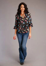 Load image into Gallery viewer, Stetson 00897 Feather Floral Rounded (Black) - Women's Blouse