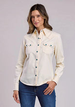 Load image into Gallery viewer, Stetson 2558 Turquoise Snaps (Cream) - Women's Denim Blouse