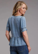 Load image into Gallery viewer, Stetson Lyocel Peasant Blouse (Blue) - Women's Short Sleeve Shirt