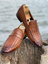 Load image into Gallery viewer, The Grand Woven Leather Tan Men Shoe Penny Loafer