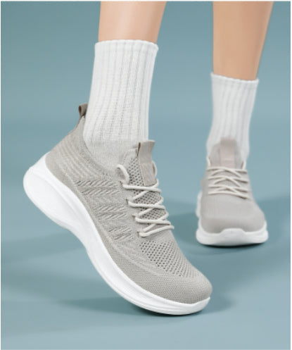 Women's Flyknit Casual Sneakers | Lightweight Breathable Lace-Up Walking Shoes