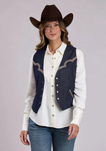Load image into Gallery viewer, Stetson Embroidered Dark Rinse Denim - Women's Vest