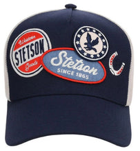 Load image into Gallery viewer, Stetson Embroidered Patches (Navy/White) - Trucker Cap
