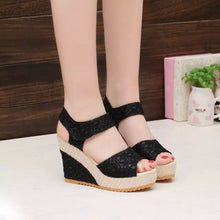 Load image into Gallery viewer, Women's Cutout Platform Sandals | Waterproof Open-Toe Cowhide Heels