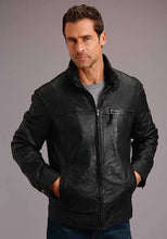 Load image into Gallery viewer, Stetson Novelty Solid Smooth Leather (Black) - Men's Leather Jacket