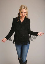 Load image into Gallery viewer, Stetson Fringed Button Front (Black) - Women's Lamb Suede Jacket