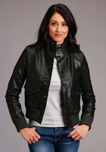 Load image into Gallery viewer, Stetson Novelty Solid Smooth Buttoned (Black) - Women's Lamb Leather Jacket