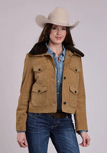 Load image into Gallery viewer, Stetson Cropped Button Front (Chestnut) - Women's Suede Leather Jacket