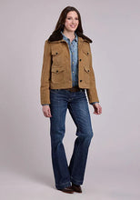 Load image into Gallery viewer, Stetson Cropped Button Front (Chestnut) - Women's Suede Leather Jacket