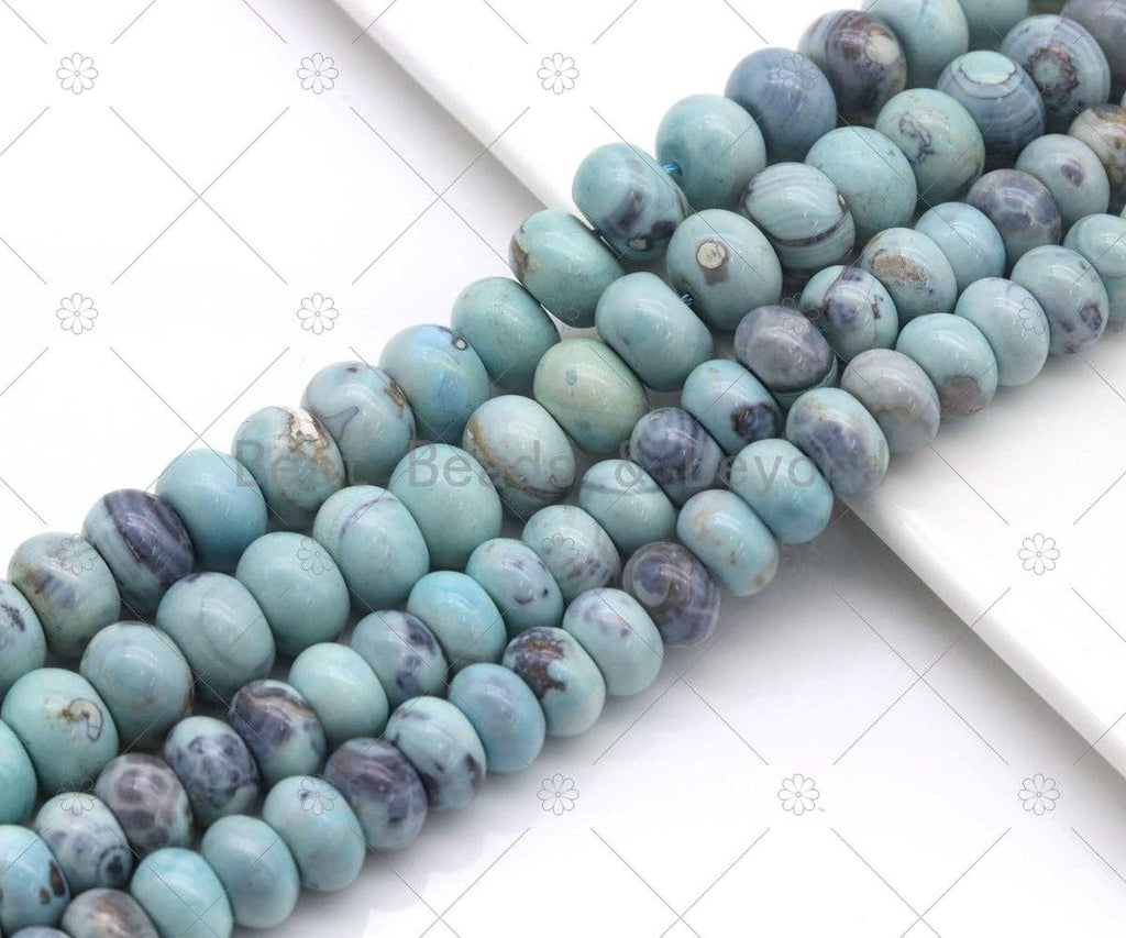 Blue Agate Rondelle Smooth Beads, Sku#U1184