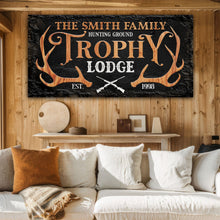 Load image into Gallery viewer, Family Hunting Trophy Lodge Sign