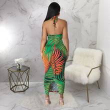 Load image into Gallery viewer, Women Clothing Sexy Sleeveless Lace up Backless Dress Split Printed Dress
