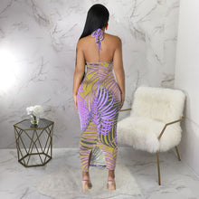 Load image into Gallery viewer, Women Clothing Sexy Sleeveless Lace up Backless Dress Split Printed Dress
