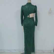 Load image into Gallery viewer, Spring Summer Women Clothing Irregular Asymmetric Sexy Sequined Long Sleeved Cocktail Dress Trailing Large Swing