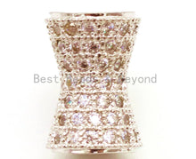 Load image into Gallery viewer, CZ Clear Micro Pave Hourglass Spacer Beads for Bracelet/Necklace, Cubic Zirconia Beads, Bracelet Charms 13x10mm, sku#G50