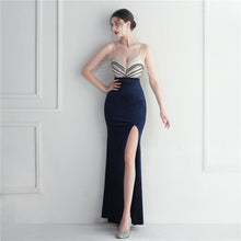 Load image into Gallery viewer, Korean Velvet Sequined Annual Party Social Long Evening Dress