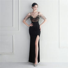 Load image into Gallery viewer, Korean Velvet Sequined Annual Party Social Long Evening Dress