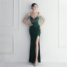 Load image into Gallery viewer, Korean Velvet Sequined Annual Party Social Long Evening Dress