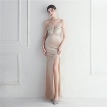 Load image into Gallery viewer, Korean Velvet Sequined Annual Party Social Long Evening Dress