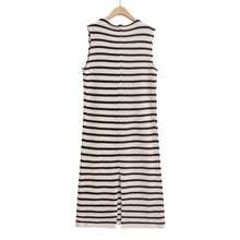 Load image into Gallery viewer, Fall Women Clothing Crew Neck Raw Edges Design Striped Vest Knitted Dress