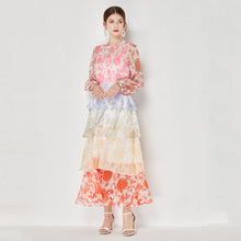 Load image into Gallery viewer, Women Stitching Multi Layer Heavy Industry Tiered Dress Two Piece Dress Lace Up