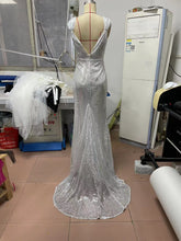 Load image into Gallery viewer, Summer Women Clothing V Neck Slim Hip Wrapped Dress Sequined Split Dress