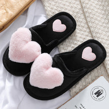 Load image into Gallery viewer, Women's Love Heart Fluffy Slippers | Warm Plush Home Shoes