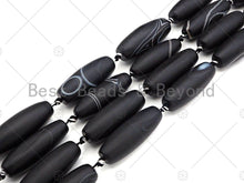 Load image into Gallery viewer, Natural Black Agate Barrel Spacer Beads, Black White Agate S