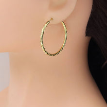 Load image into Gallery viewer, Gold Hammered cut Everyday Hoop Earrings, Sku#LD568