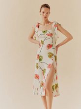 Load image into Gallery viewer, Summer French Elegant Pastoral Printed High Slit Strap Dress Women Tube Top Mid Length Dress