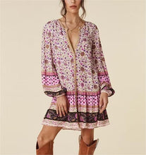 Load image into Gallery viewer, Watermark Positioning Floral Waistband Loose Mid Size Dress