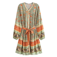 Load image into Gallery viewer, Watermark Positioning Floral Waistband Loose Mid Size Dress