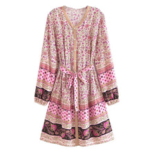 Load image into Gallery viewer, Watermark Positioning Floral Waistband Loose Mid Size Dress