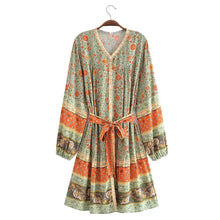 Load image into Gallery viewer, Watermark Positioning Floral Waistband Loose Mid Size Dress