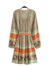 Load image into Gallery viewer, Watermark Positioning Floral Waistband Loose Mid Size Dress