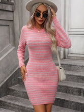 Load image into Gallery viewer, Autumn Winter Round Neck Women Clothing Knitwear Women Color Striped Pullover Mid Length Sweater Women