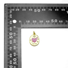 Load image into Gallery viewer, CZ  Pink Heart Love Oval Charm, Sku#LX508